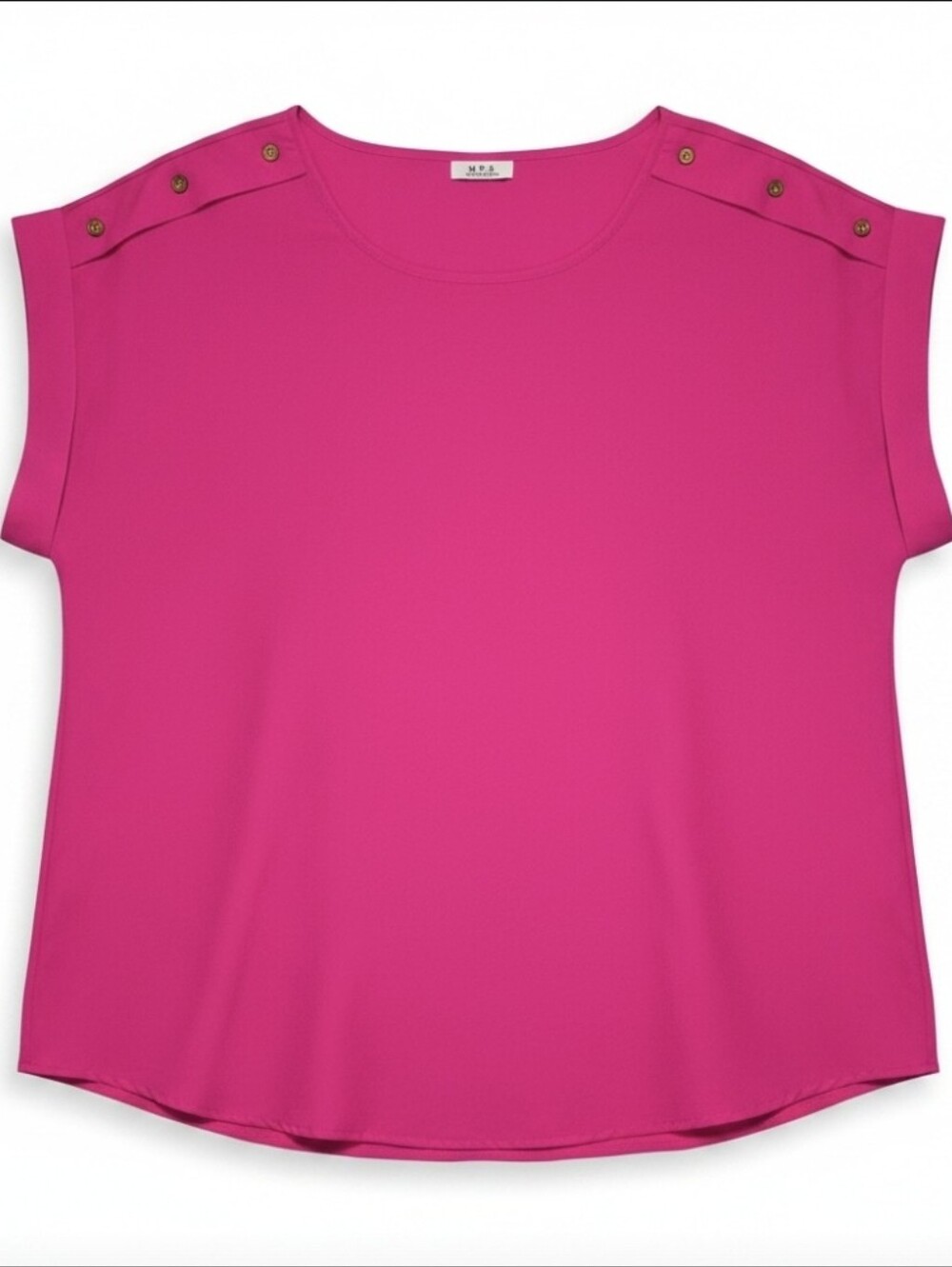 MPH Collection Tunic Magenta Pink Round Neck Short Sleeve Boxy Blouse Women's 2X